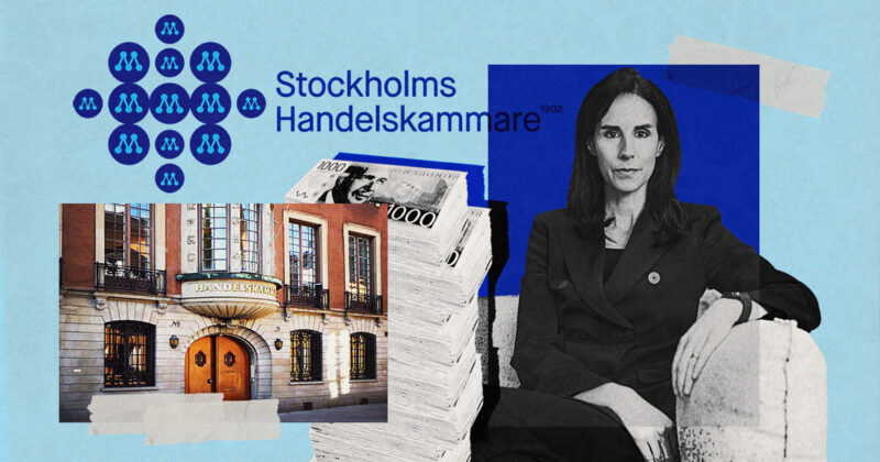 Daneilla Waldfogel och Stockholms handelskammare. Handelskammarens logga är konstruerad av Moderat M.