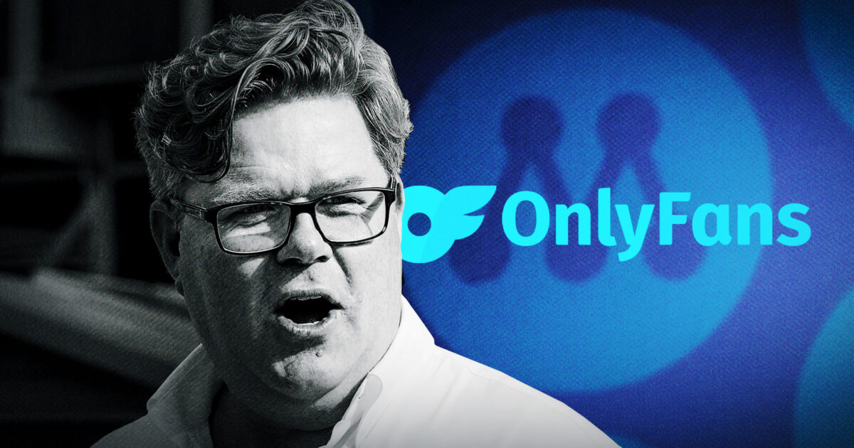 Gunnar Strömmer (M) och Onlyfans logga