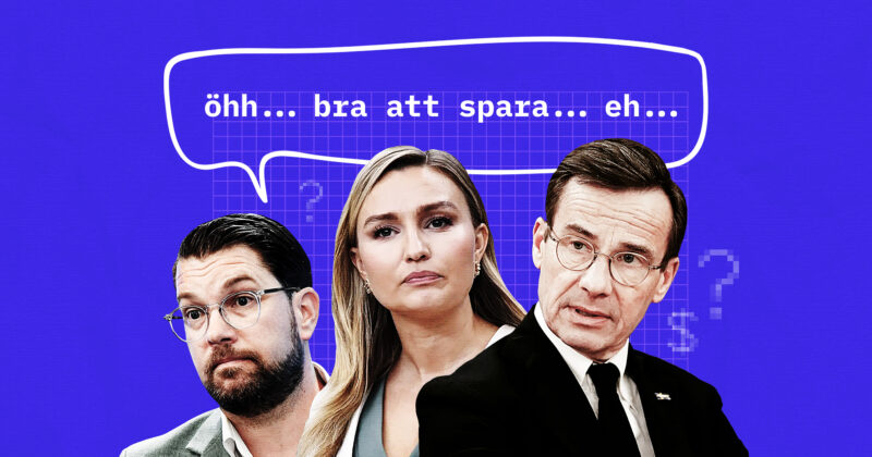 Busch, Åkesson och Kristersson: Tidölaget mumlar om att förbjuda ministrars aktiespekulation. Kläggets montage.
