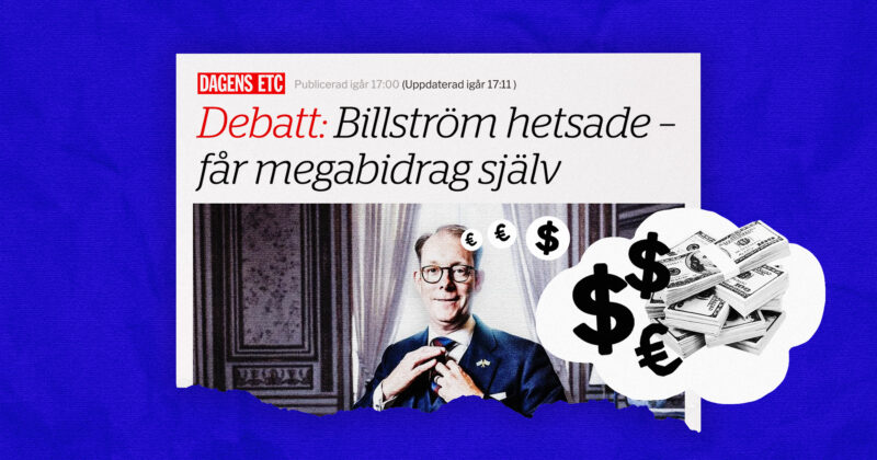 Skärmdump från Dagens ETC. Robin Zachari om Billströms fallskärm.