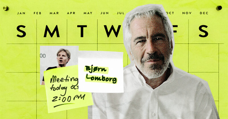 Jeffrey Epstein framför kalender där Björn Lomborg är inbokad