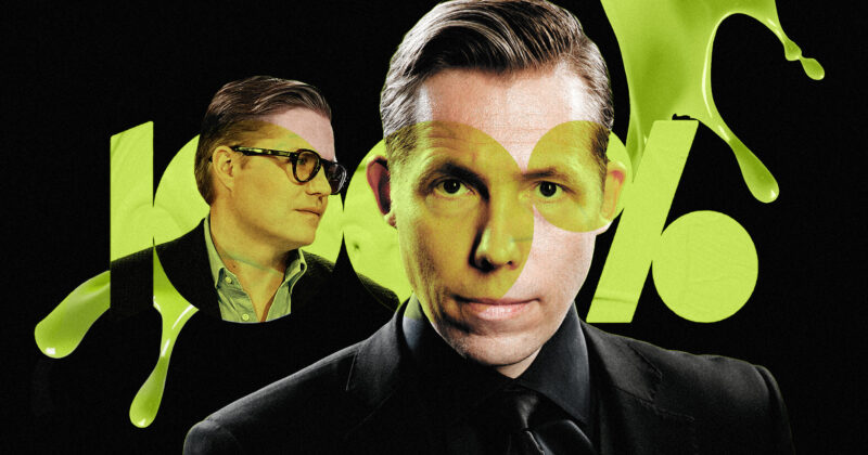 Henrik Jönsson framför 100 procents logga, moderaten Per Rosencrantz i bakgrunden. Kläggets montage.