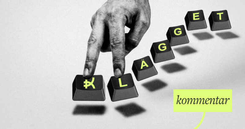 Signaturbild för "Klägget kommenterar". Tangentbordsbokstäver som bildar ordet Klägget, och ordet kommenterar.