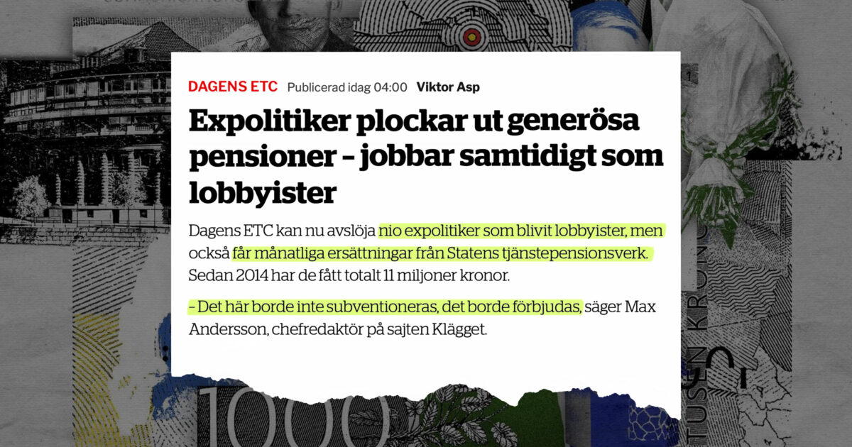 Kläggets montage av rubrik och originalillustration från Dagens ETC.