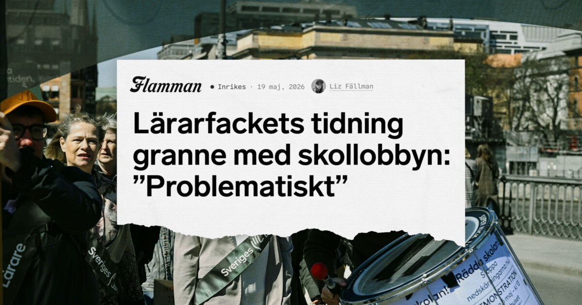 Bild på pressklipp med rubriken: "Lärarfackets tidning granne med skollobbyn: 'Problematiskt'"