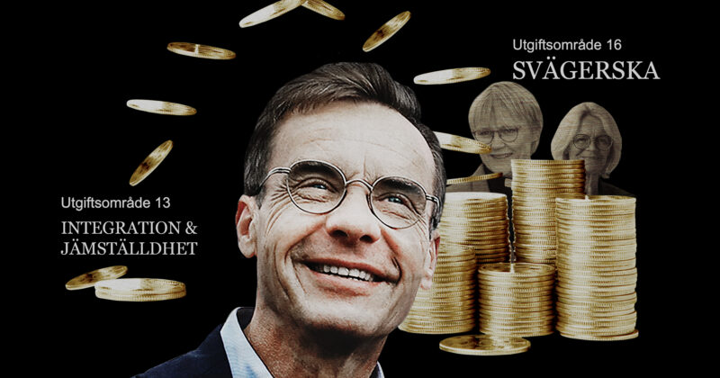 Ulf Kristersson framför pengar som flödar från integration till Teach for Sweden.