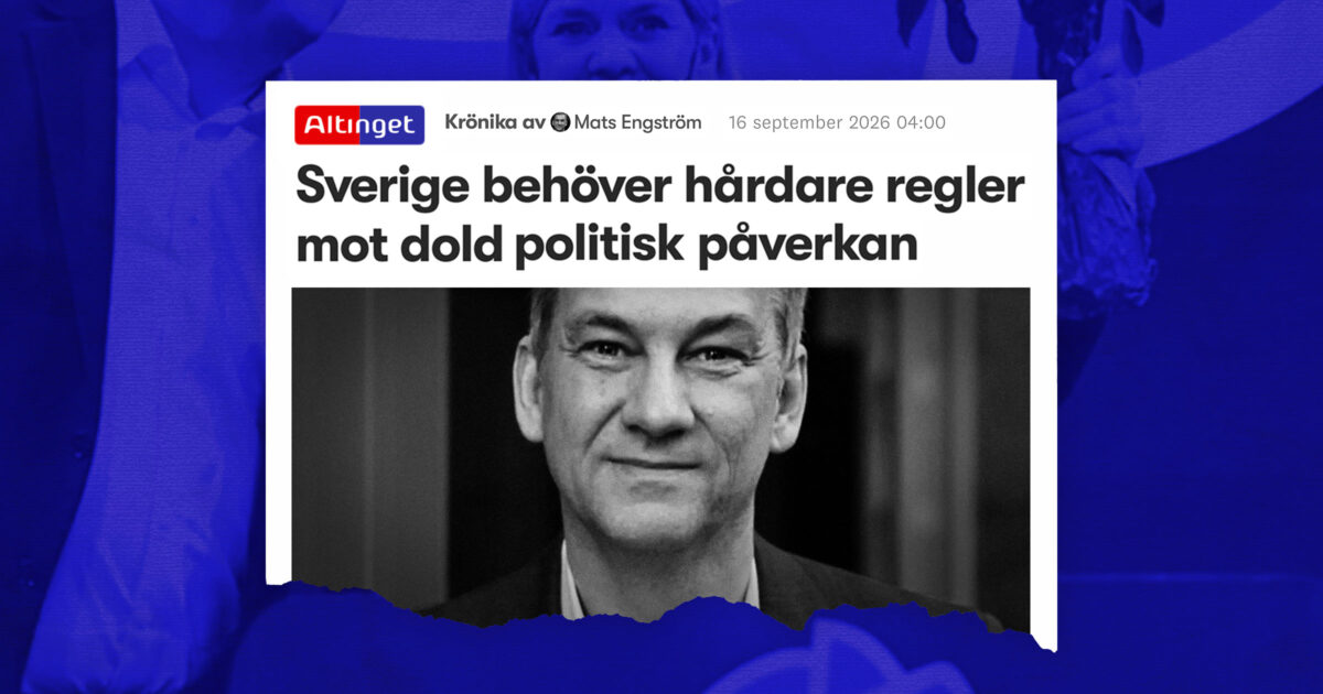 Mats Engström (S) skriver om lobbyism och dold påverkan i Altinget
