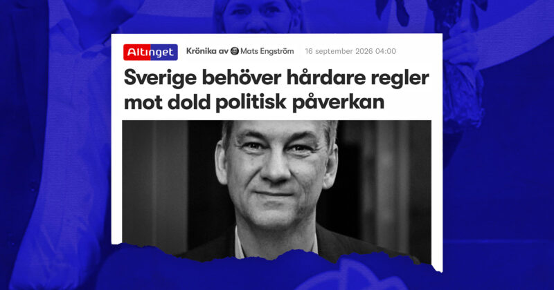 Mats Engström (S) skriver om lobbyism och dold påverkan i Altinget