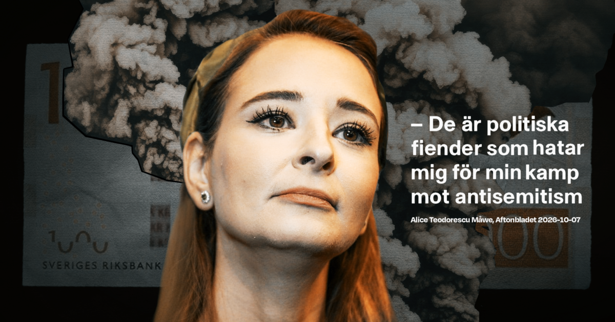 Alice Teodorescu Måwe (KD), rökridå i bakgrunden.